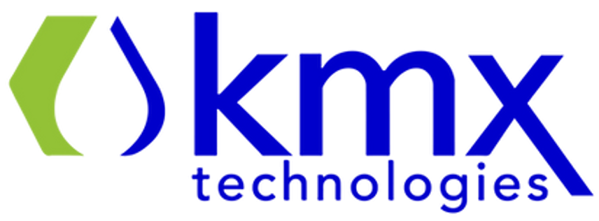 kmx technologies blue text with green accent