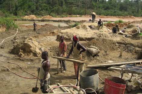 Workers at a mine in Ghana