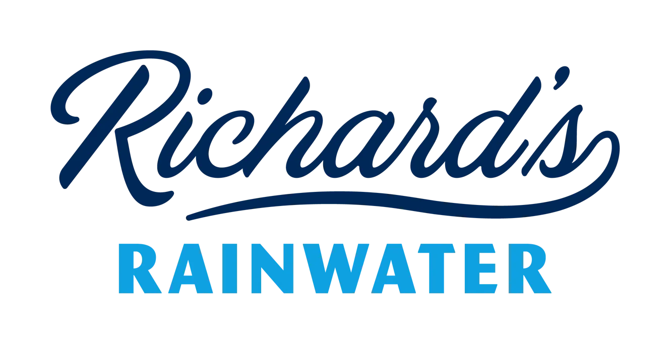 Richard's Rainwater logo navy and light blue text on white background
