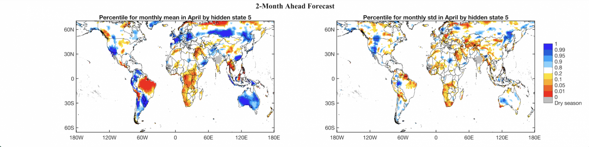 Global precipitation forecast 2-month ahead given ENSO hidden states 2-Month Ahead Forecast